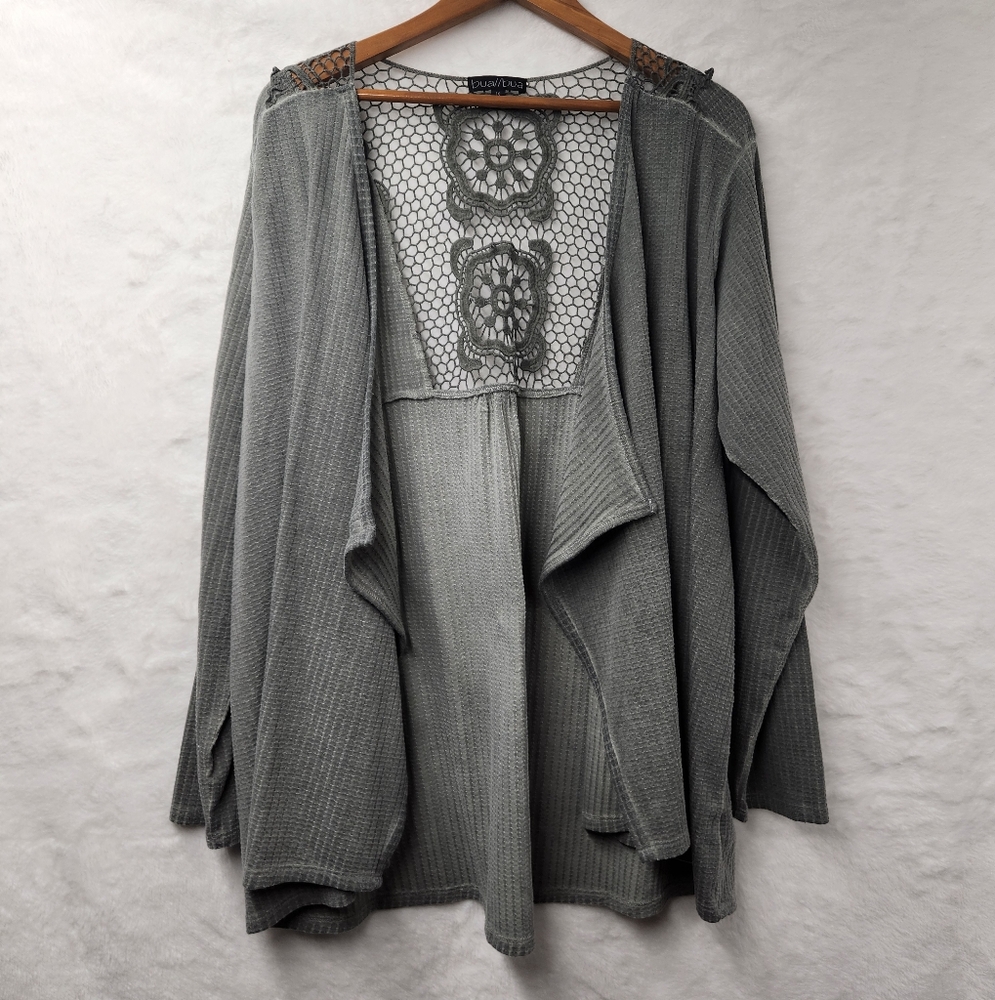 Bua//Bua Women's (Size 1X/Gray) Open Front Cardigan